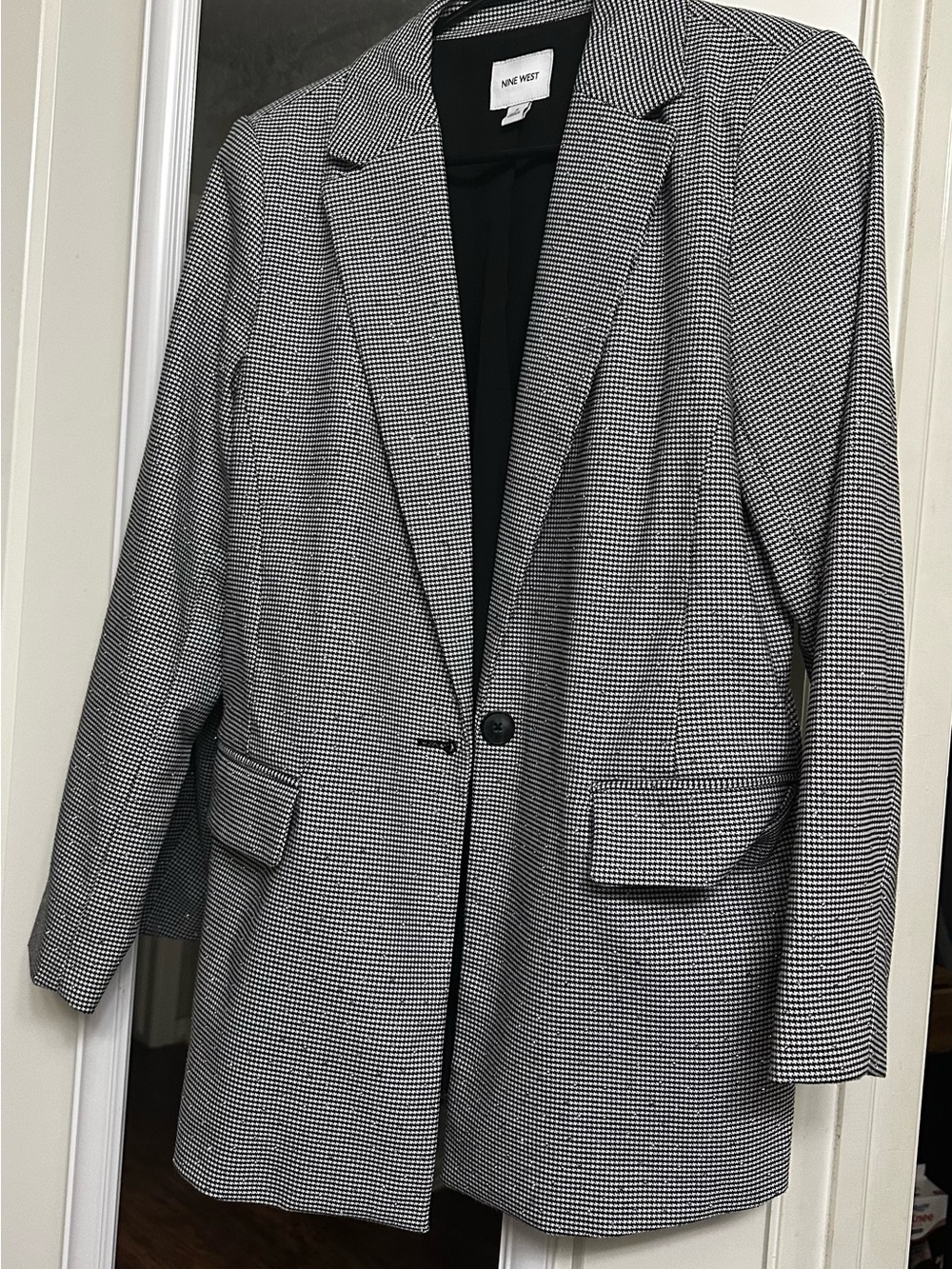 Nine West Black & White Mini Houndstooth Blazer
